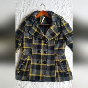 Juniors Plaid Wool/Poly Jacket